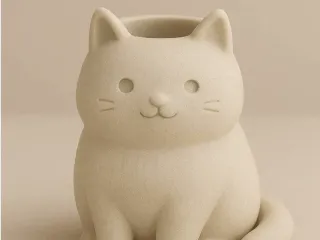 Short Hair Cat Planter – STL File for 3D Printing