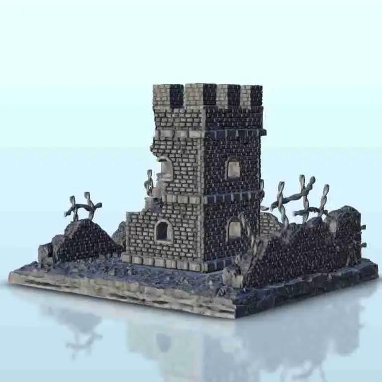 Brick tower in ruins 11 - miniatures scenery modern games