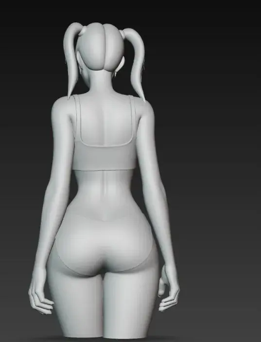 sexy girl with short pigtails in lingerie