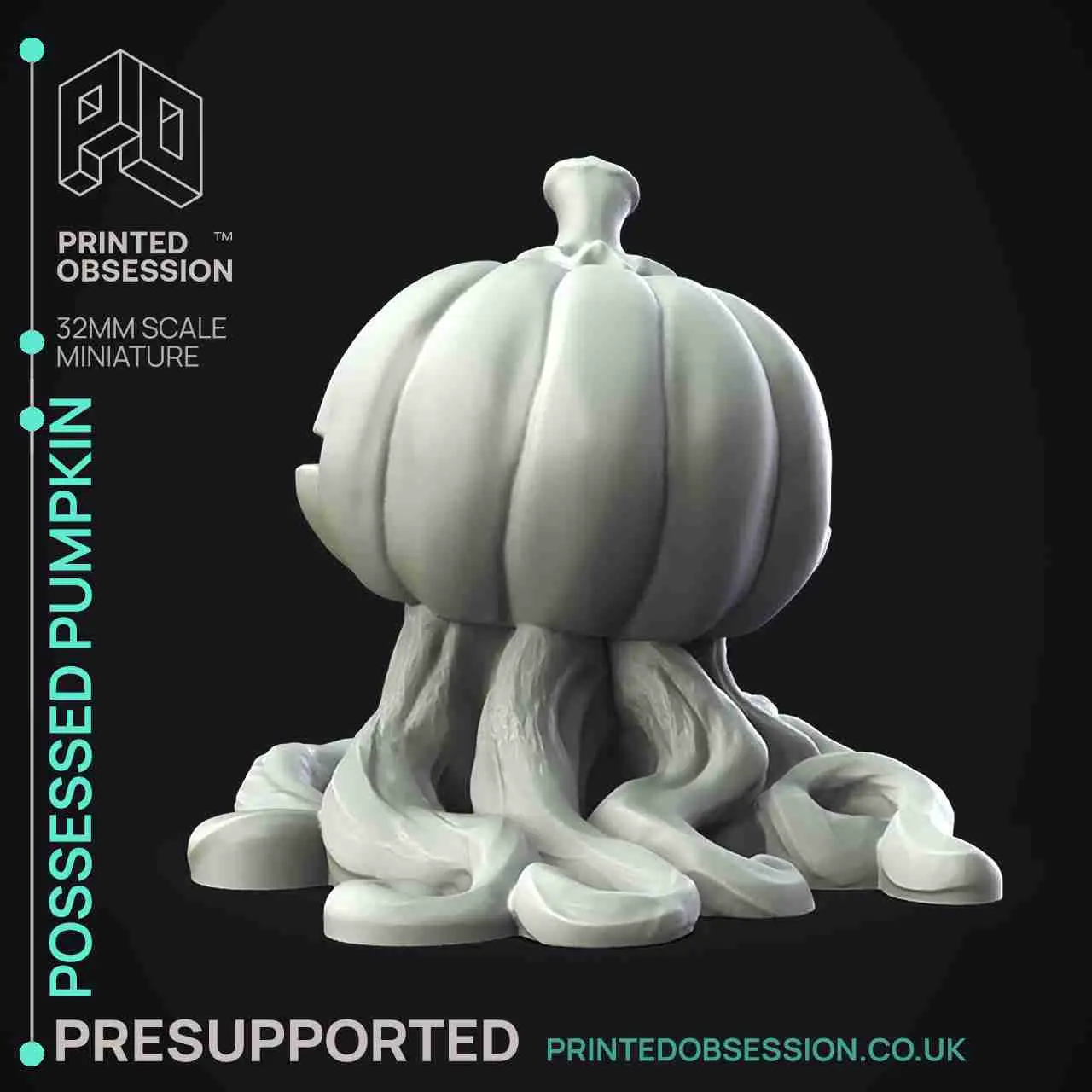 Citrouille possédée - Modèle d'Halloween - PRESUPPORTE - 32mm