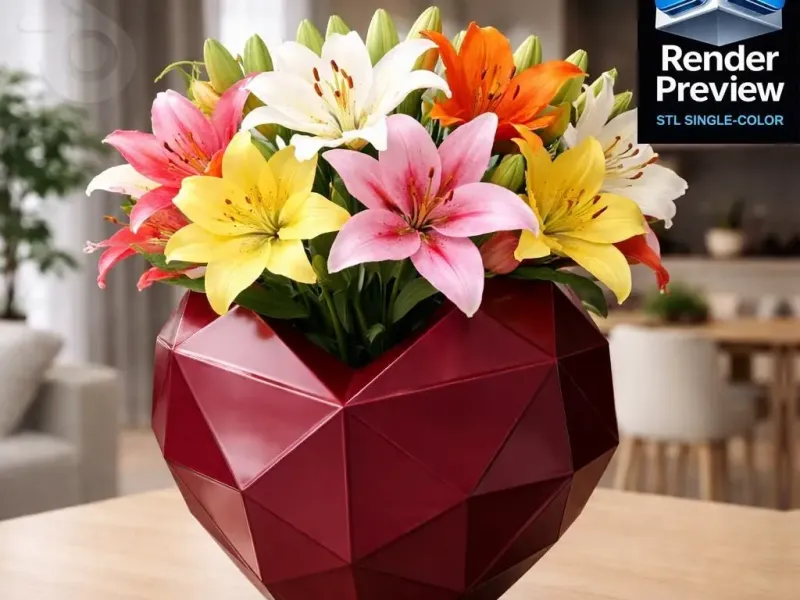 Low Poly Flower Vase STL