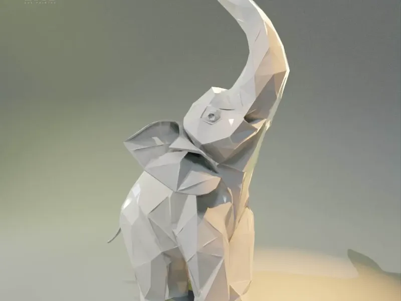 Geometric Elephant Rising | Modern Polygonal Art