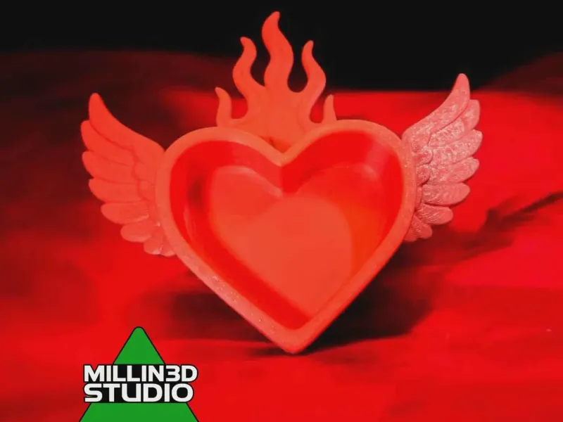Winged Flaming Heart Jewelry Bowl/Dish