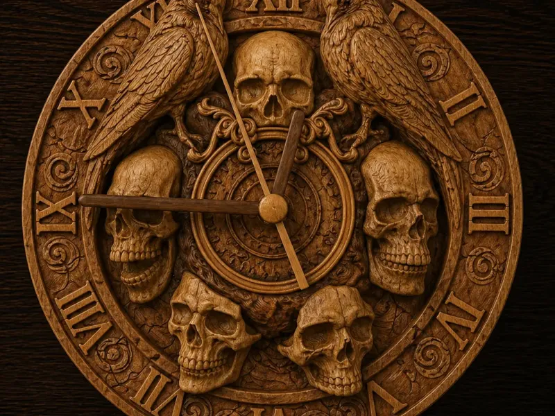 Wall Clock with Skull