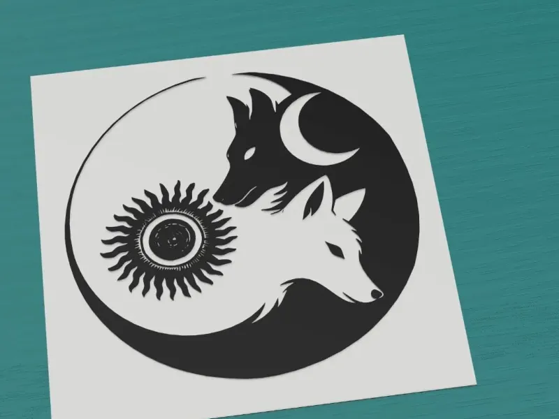 Yin Yang wolf fox sun moon