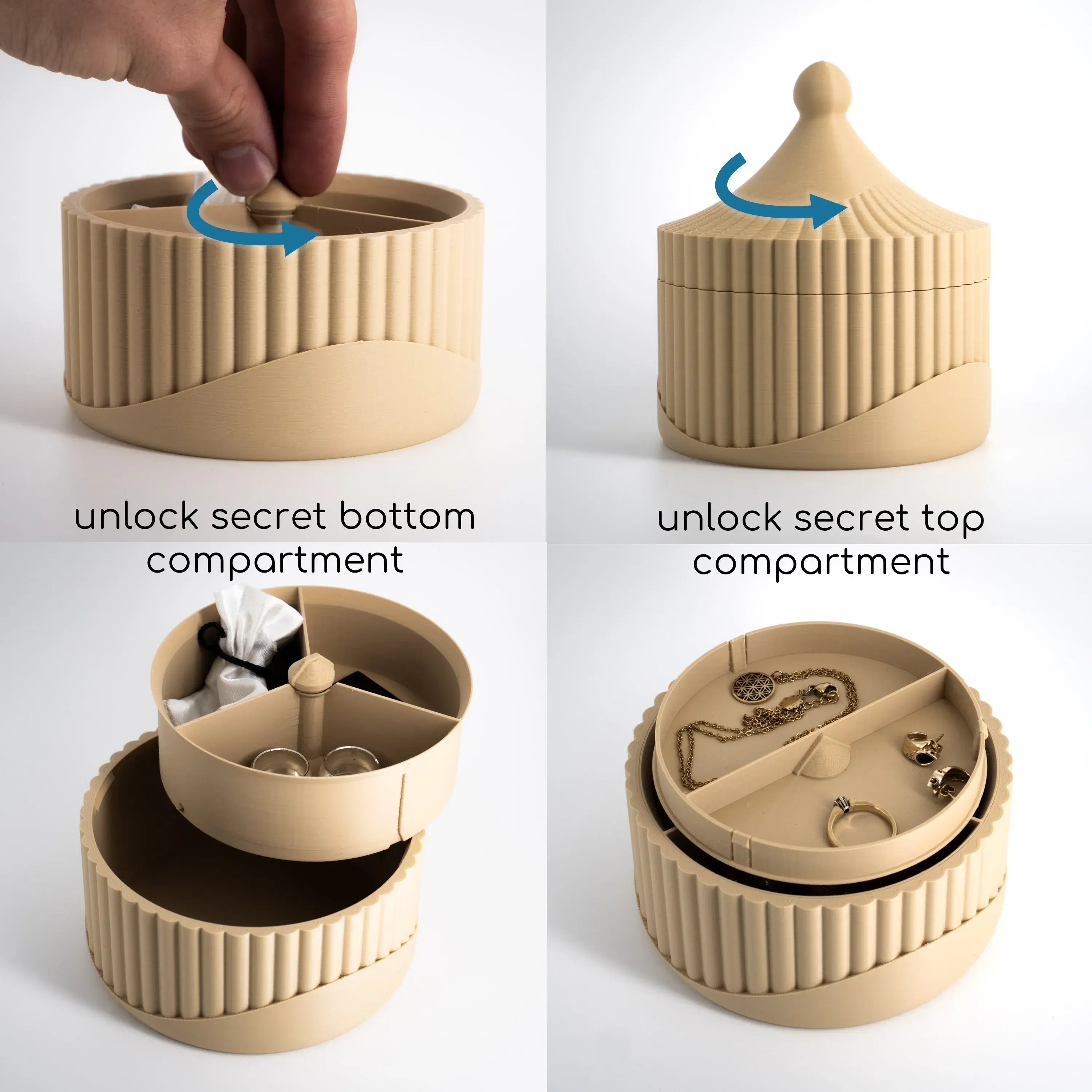 Dual Secret Jewelry Box 3D Print File | Storage Box Aurelia
