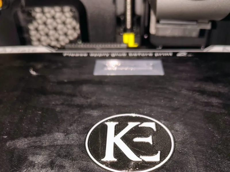 KE initials Keychain with Holster vector on other side