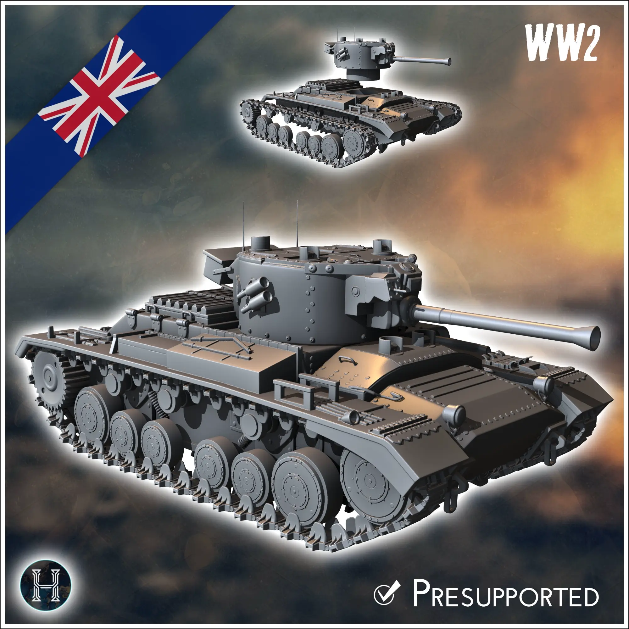 Valentine Mark Mk. X infantry tank - miniatures ww2 vehicle