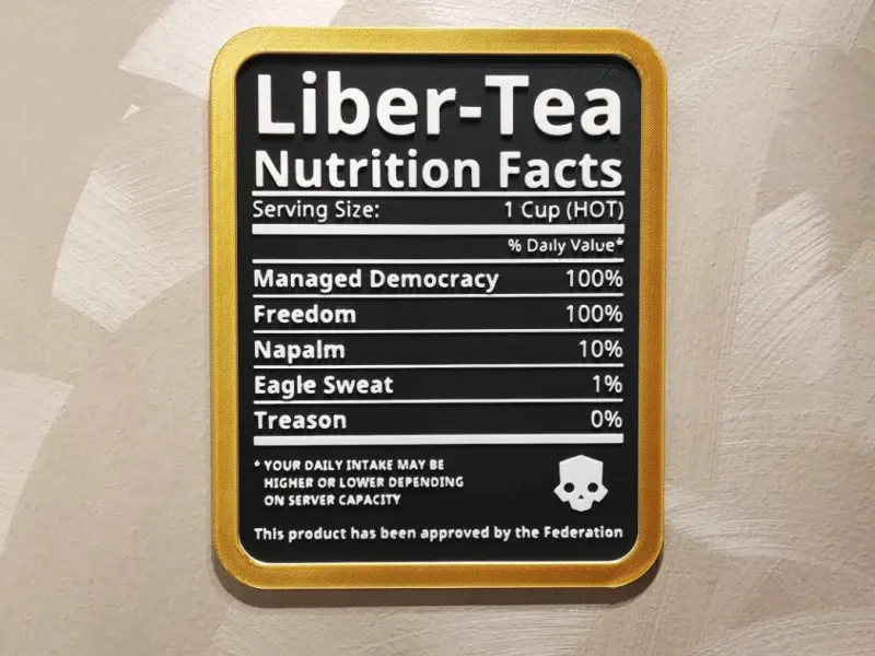 Helldivers 2 Valori Nutrizionali Liber-Tea Arte 2D