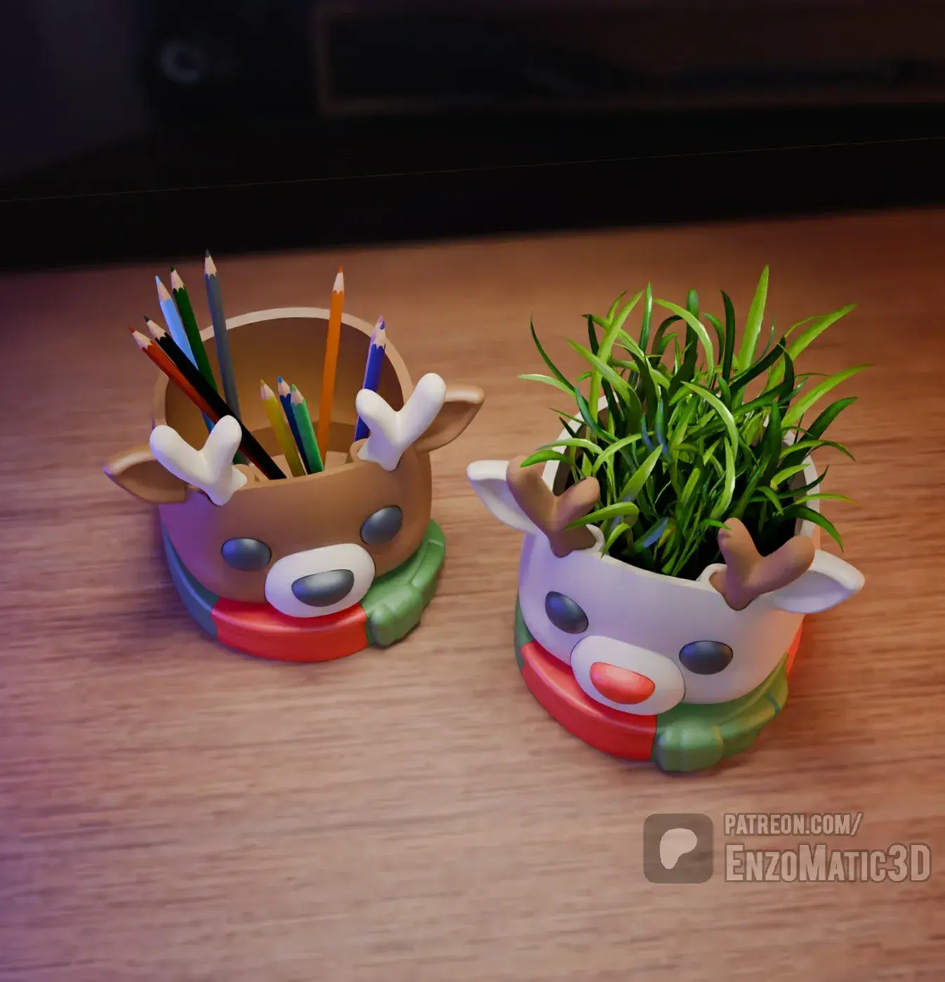 Christmas reindeer - flower pot, planter, pencil holder