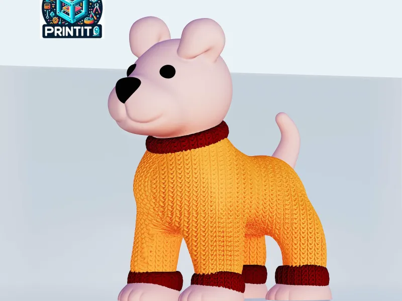 Cute dog with a knitted sweater