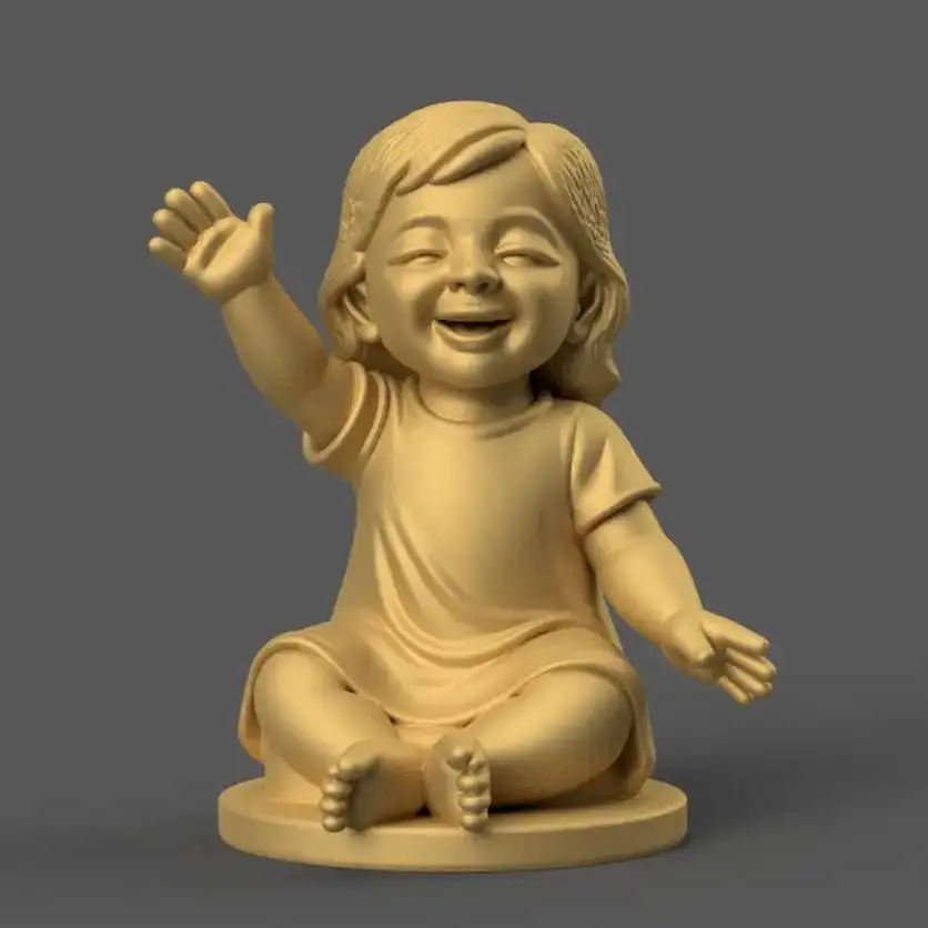 Joyful Waving Baby Girl STL