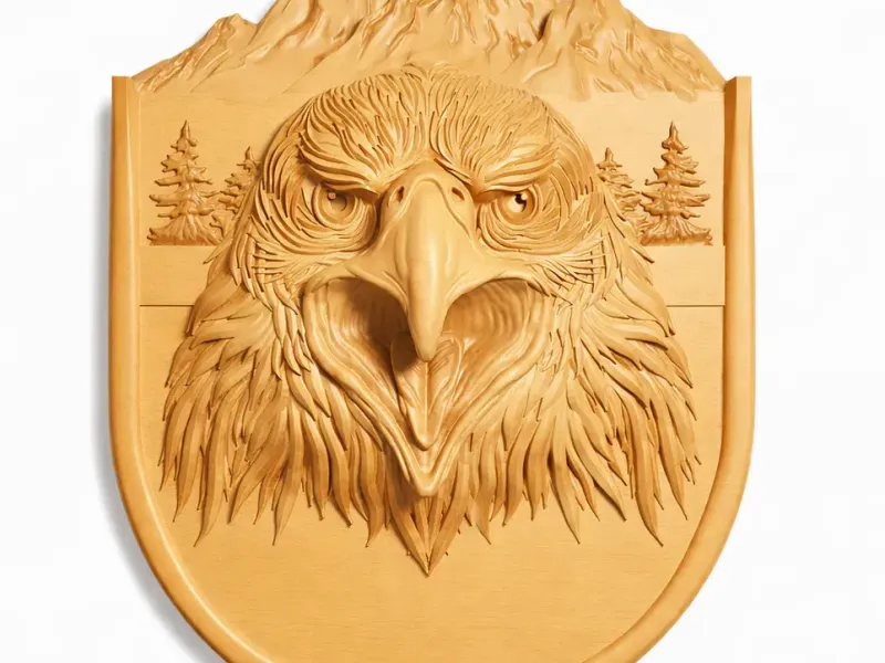 Eagle in mountain. Bas relief
