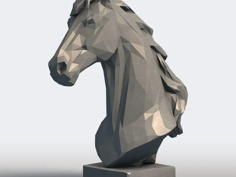 Low Poly Przewalski's Horse Head - Geometric Wild Horse Bust
