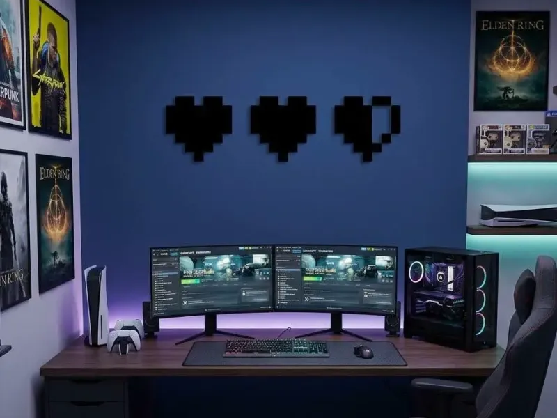 8-Bit Pixel Heart Wall Art - Gamer Room Decor