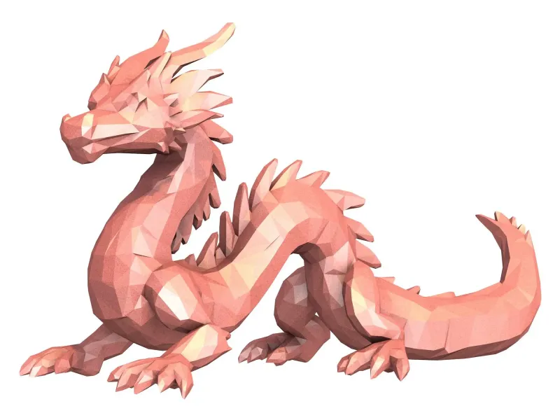 Low Poly Dragon Sculpture – Fantasy Creature STL