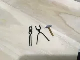 Blacksmith tongs and hammer (1:18 scale)-0