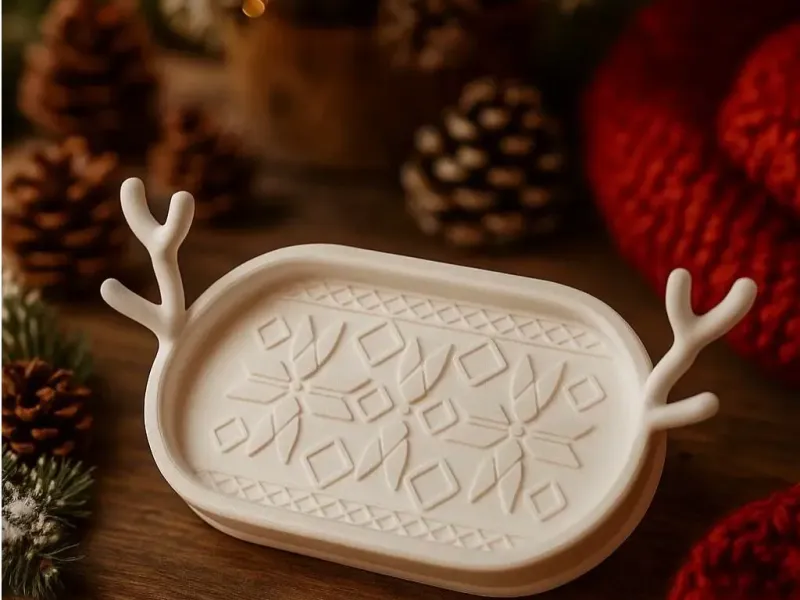 Festive Deer Antler Tray – Cute Winter Catchall