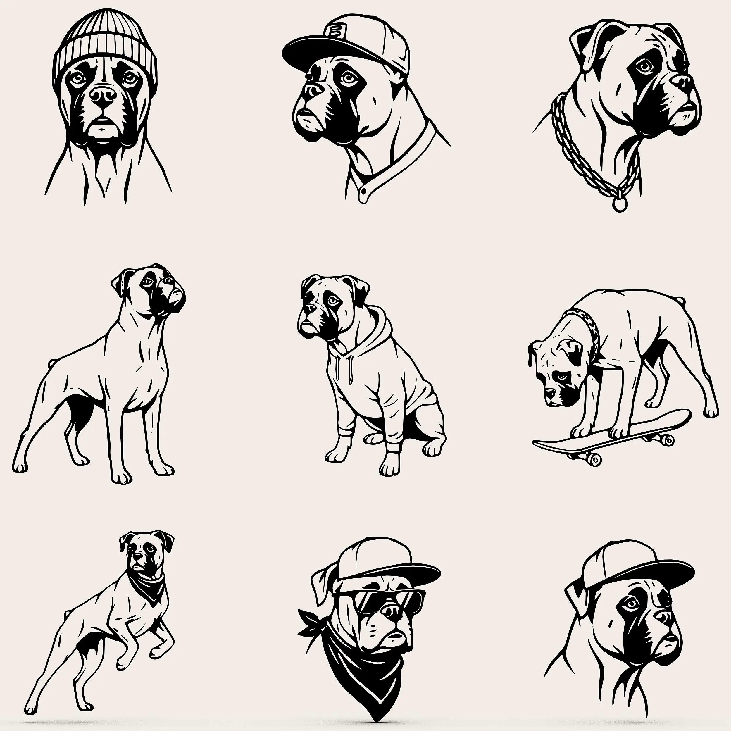 Boxer Dog Urban Style – 9 Designs STL – Street Style Dog