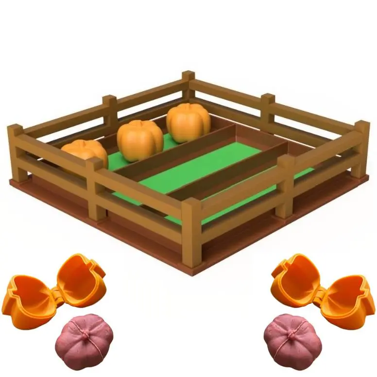 Pumpkin patch tray with a pumpkin mould for sensory play