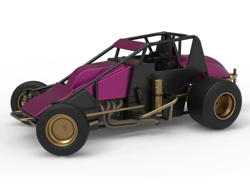 Dirt Silver Crown Car while turning Scale 1:25