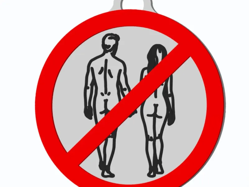 Nudism/Nude Walking - Forbidden Traffic Sign - Keychain