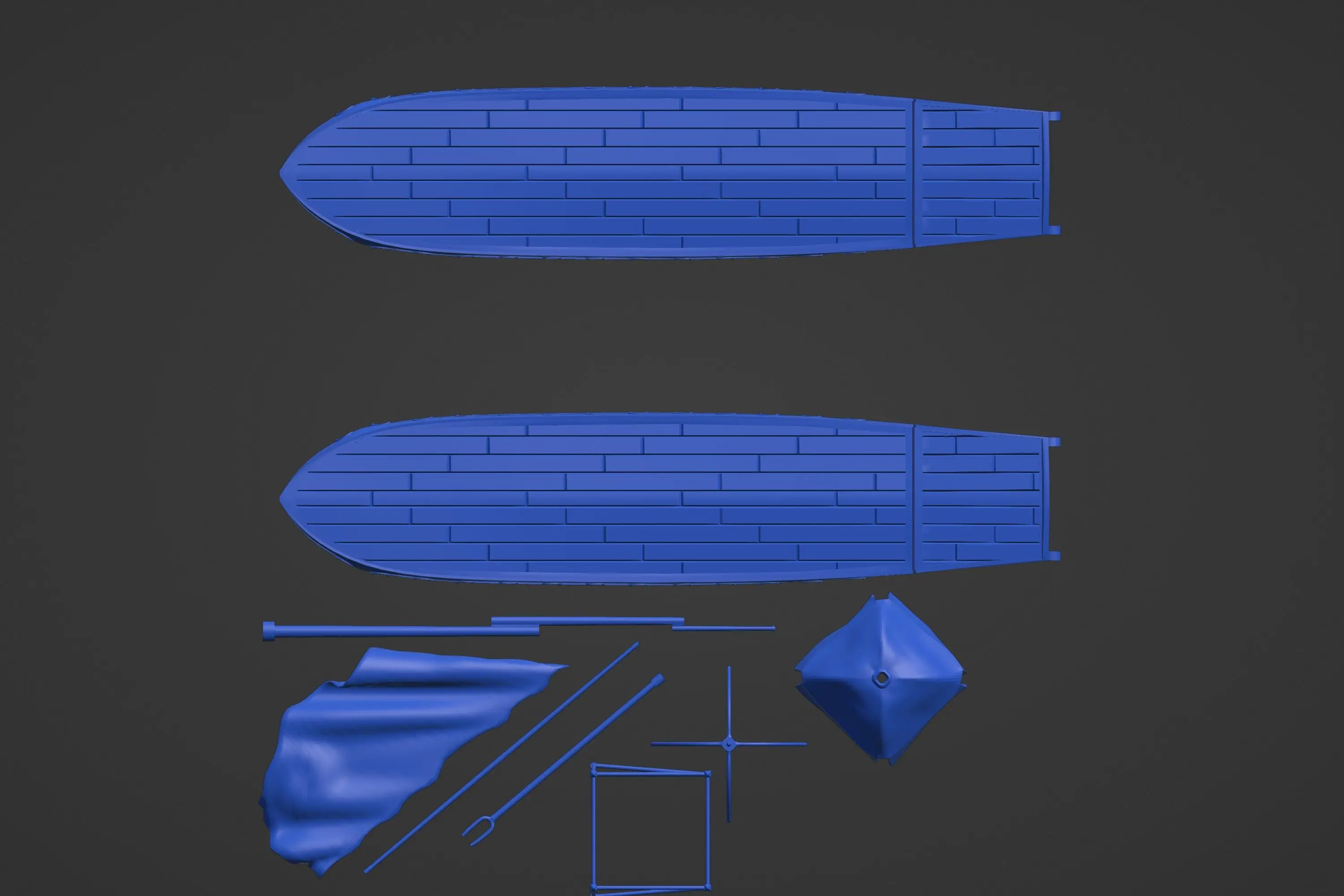 Винтажная голландская речная баржа 3d печать - два корпуса