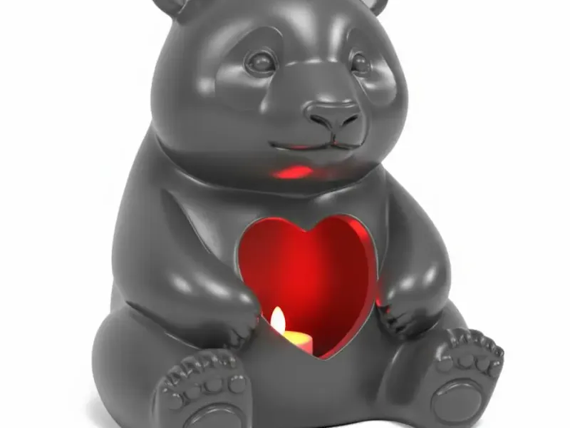 Panda bear with illuminated heart