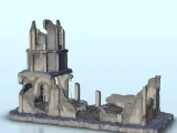Ruined building with tower 20 - WW2 Terrain scenery diaroma-0