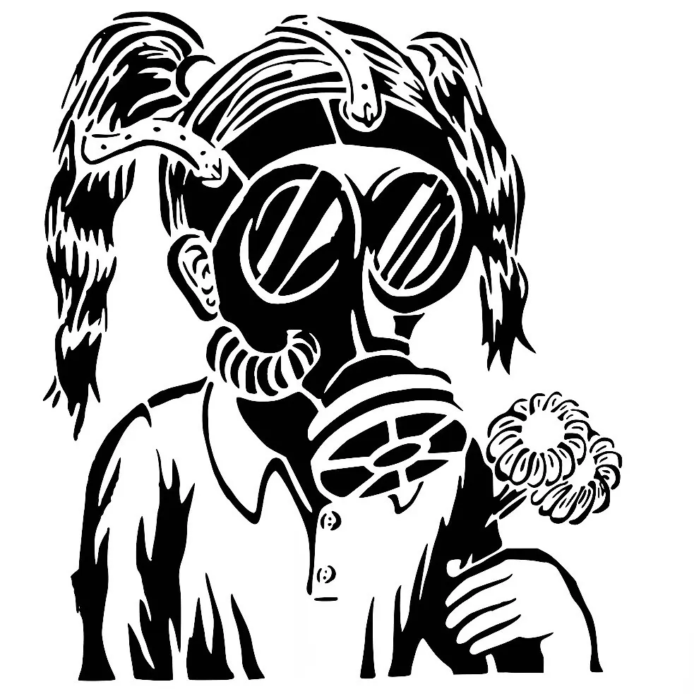 Gasmaske Mädchen Schablone
