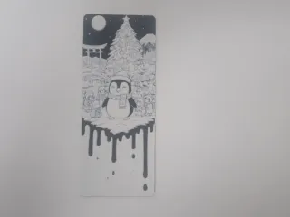 Cute Penguin Christmas Fuji Torii Bookmark
