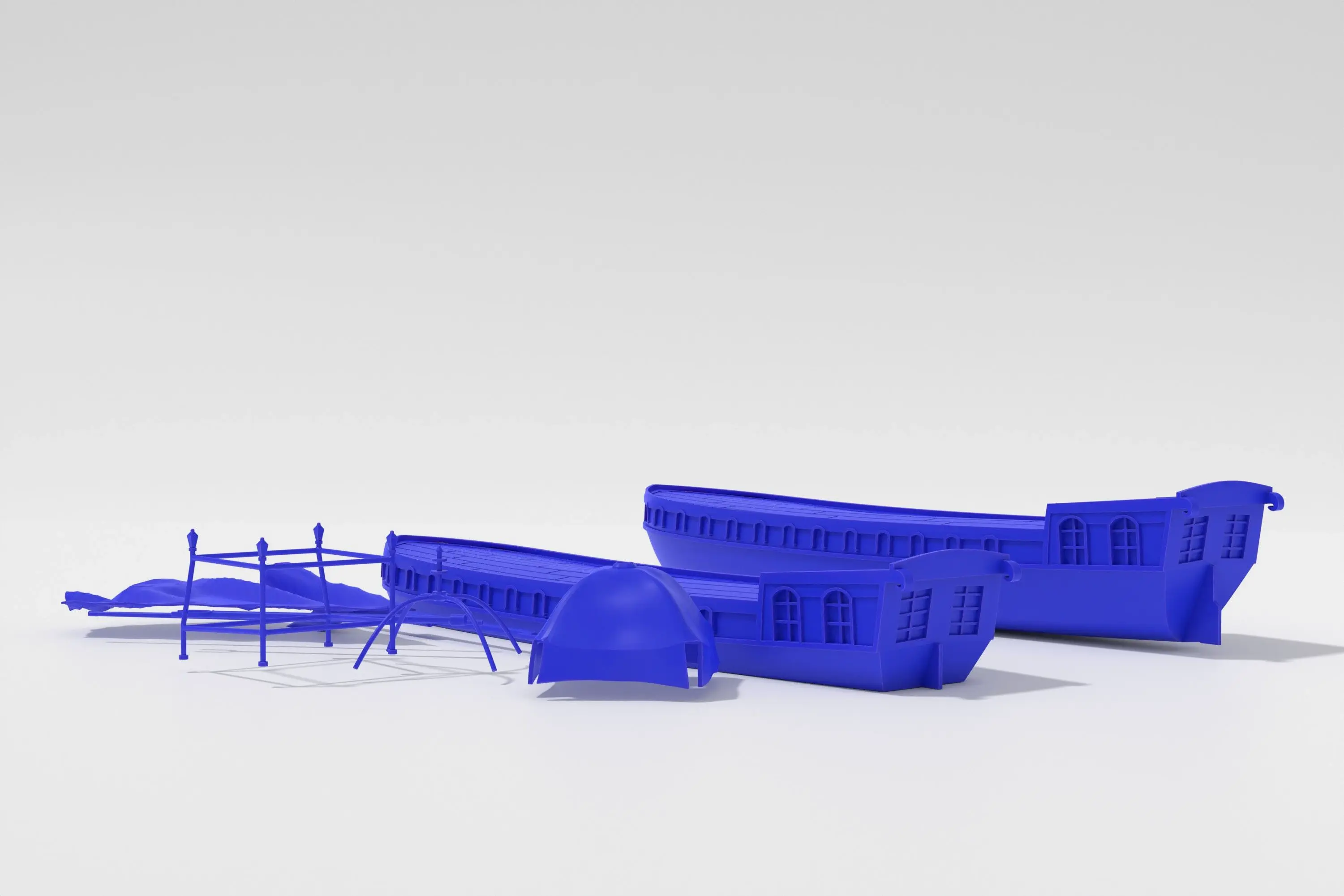 Винтажная голландская речная баржа 3d печать - два корпуса