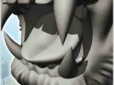 Monkey warrior dice mug with open mouth and metal helmet (32-6