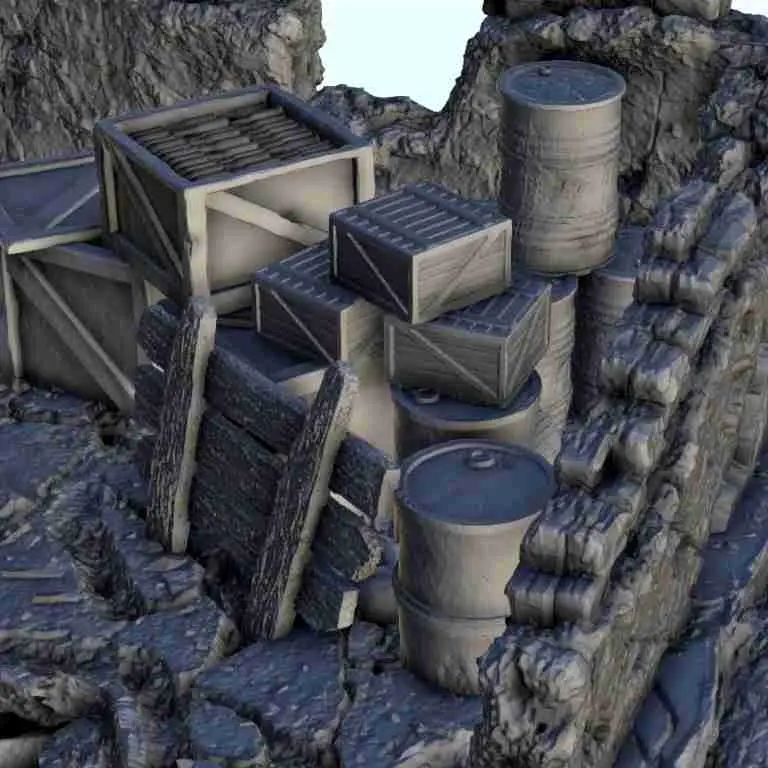 Desert ruins with weapons cache - miniatures scenery modern