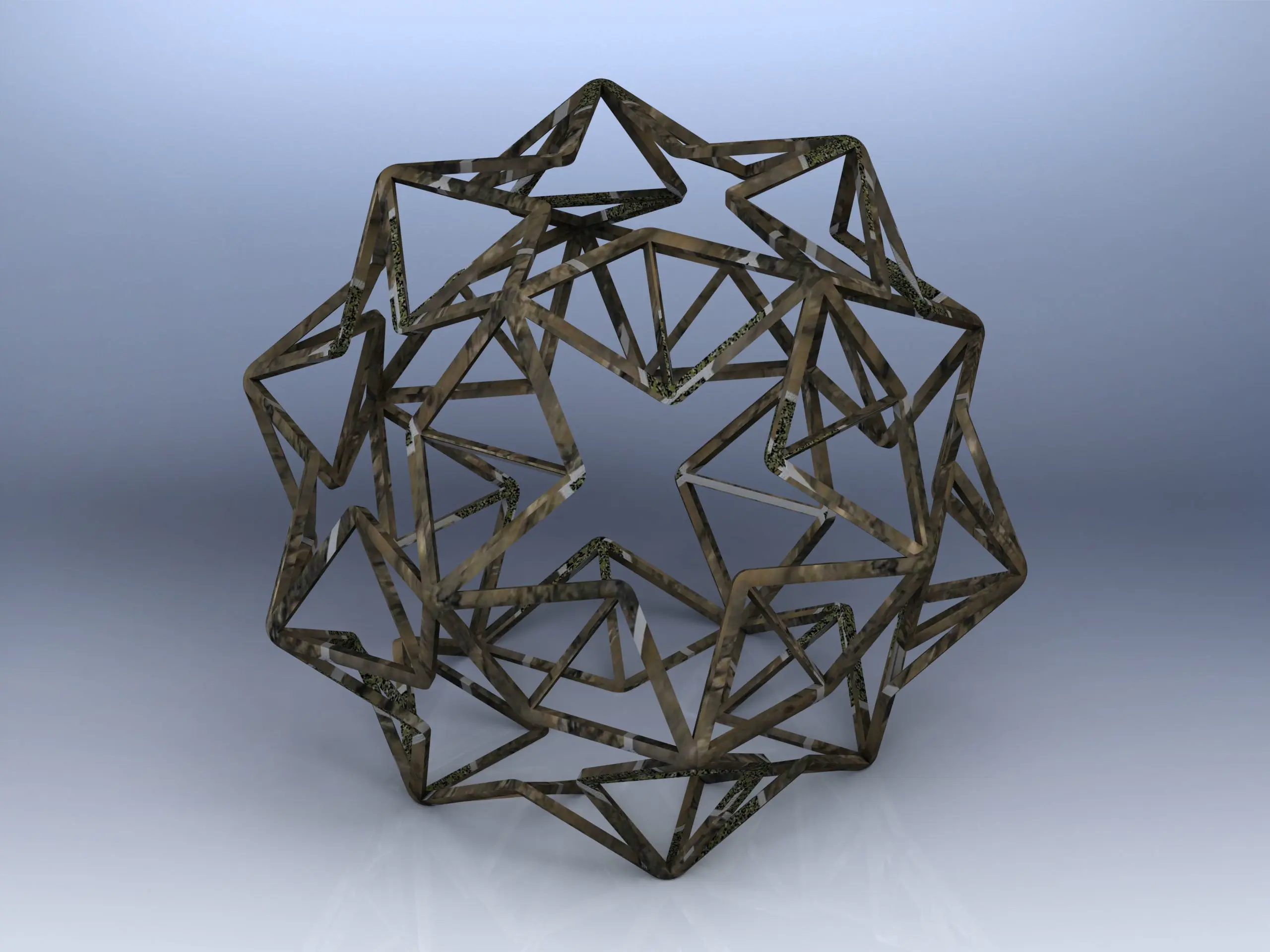 Forma Wireframe Icosidodecaedru mic ditrigonal