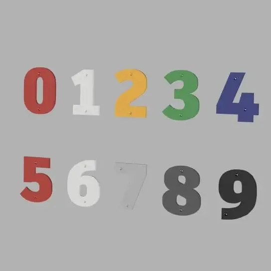 Large Numbers 0 Through 9 with Screw Holes