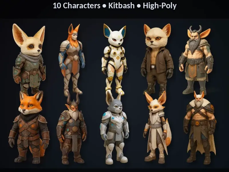 Vulpine Heroes Bundle – 10 Stylized Fantasy + Sci-Fi Char