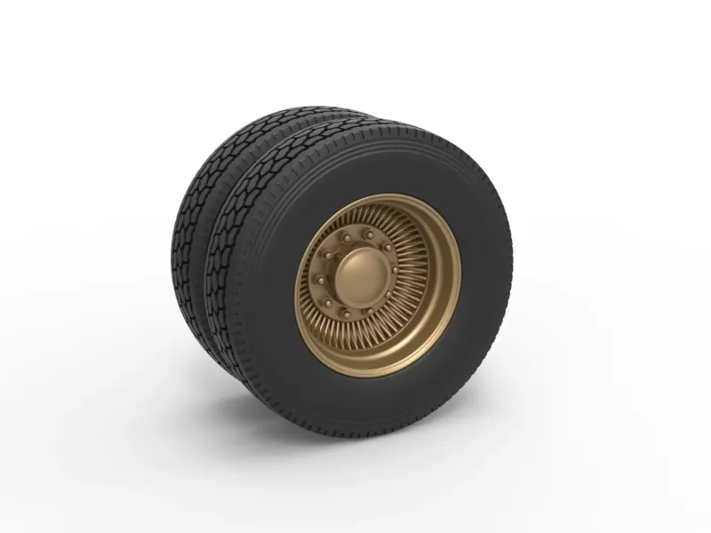 Rear custom wire wheel of semi truck Scale 1:25