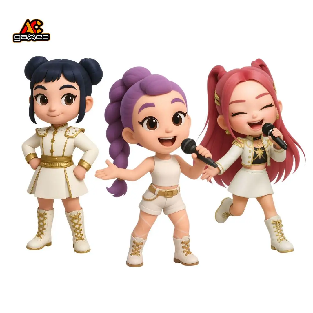 Rumi, Zoey Mira chibi version K-pop Demon Hunters