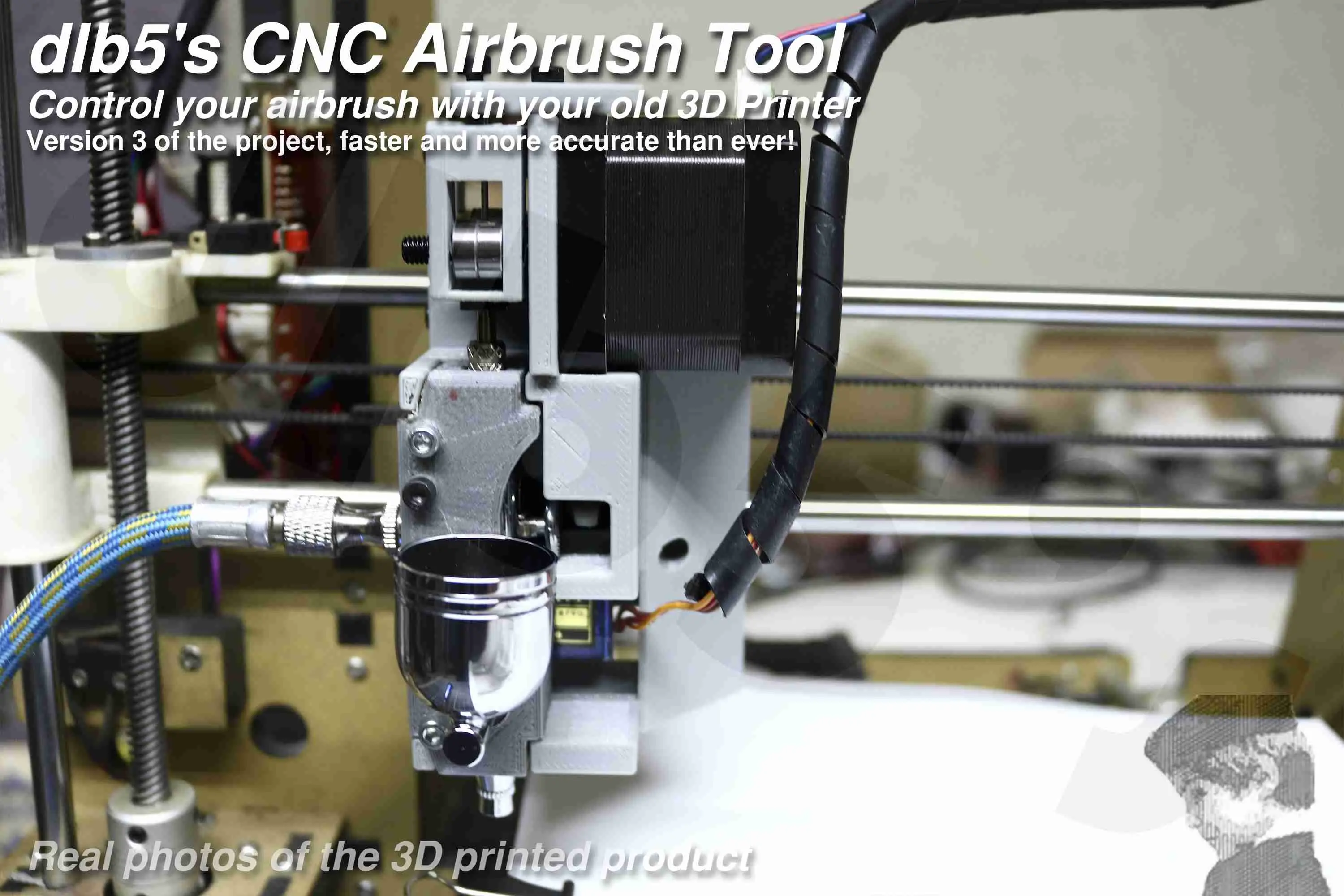 dlb5s CNC Airbrush Holder V3. Control your airbrush with 3DP