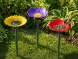 Flower Bird Feeder Set | Garden Stake Bee Bath - 3 Different-6
