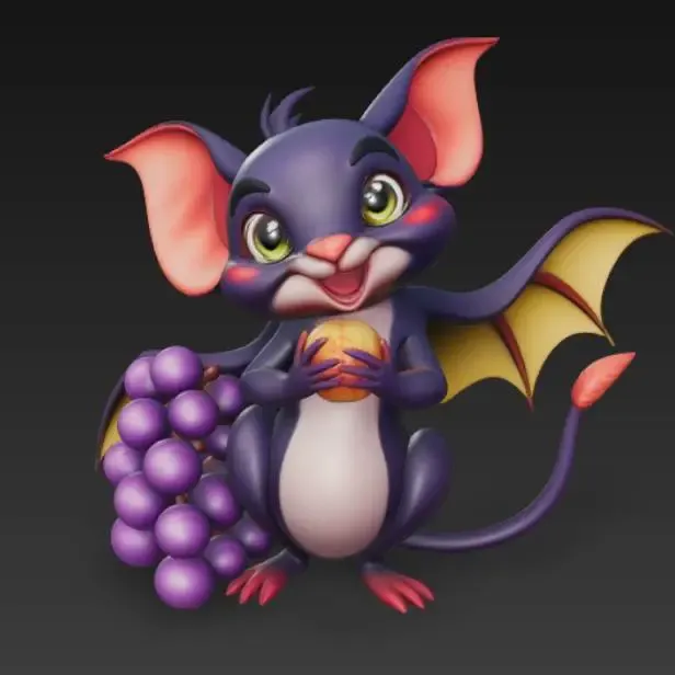bat with grapes