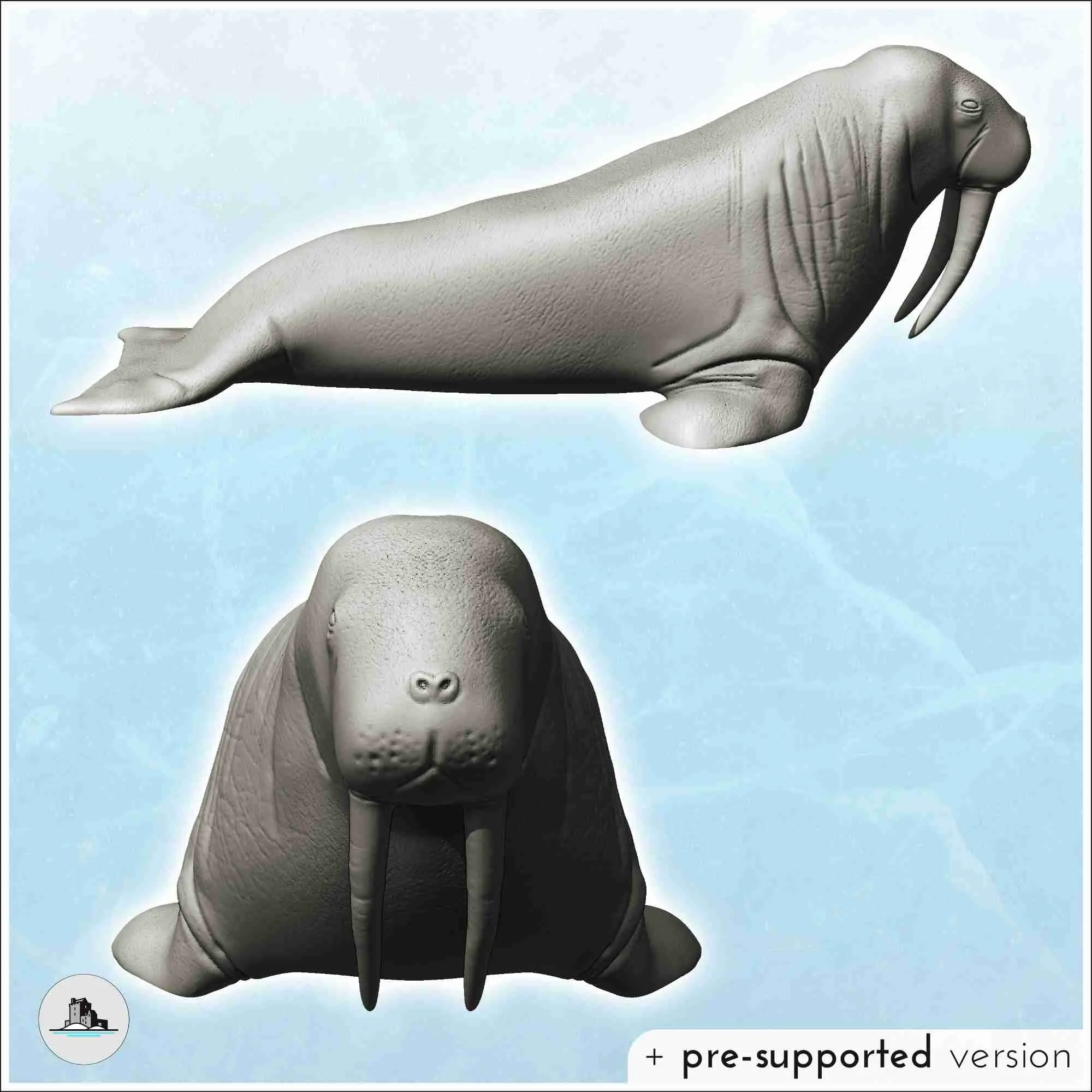 Walrus with tusks (17) - miniatures animal RPG tabletop scen