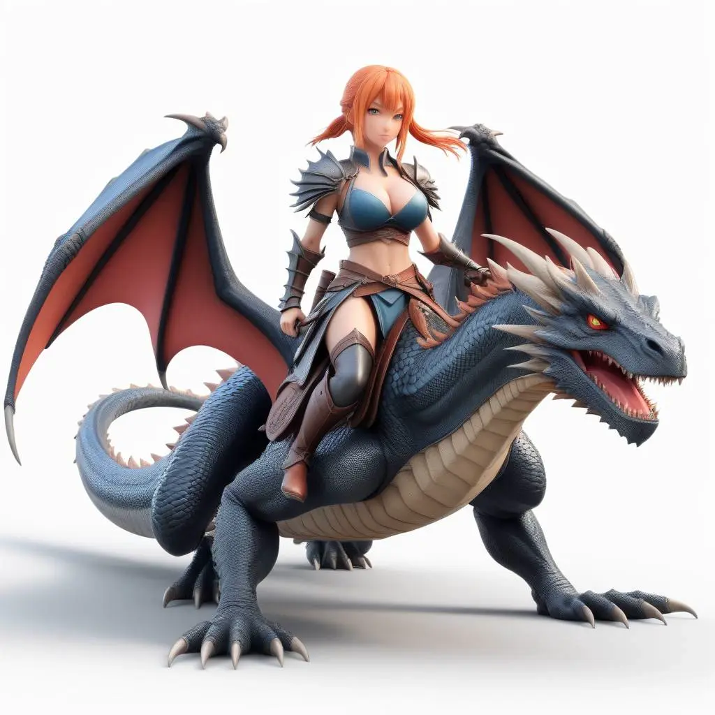Anime girl riding a dragon