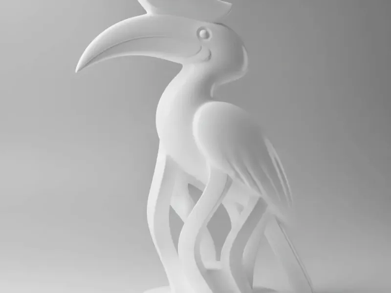 minimalist sculpture of a rhinoceros hornbill