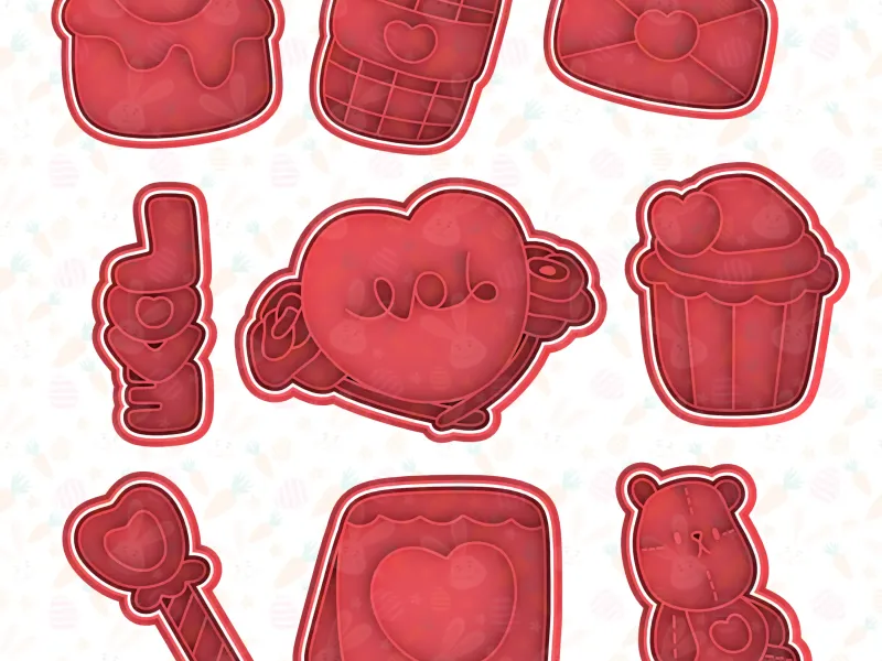 Valentine day items cookie cutter set of 9