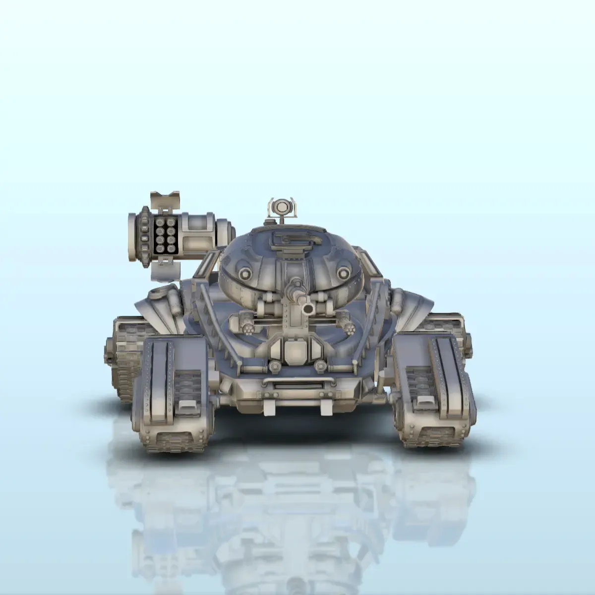Sci-Fi tank with turret and quadri-trucks advanced system