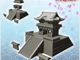 Large Asian temple with access stairs and low walls (12) - m-0