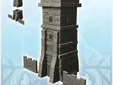 Medieval cut stone defense tower with adjoining walls (13) --0