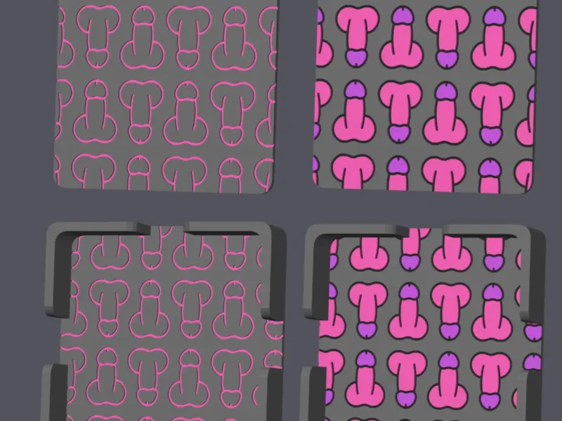 Penis Pattern v2 - Square Coaster with holder